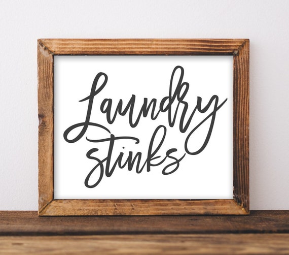 Wall Art Laundry Stinks Room Decor Home Black And White Funny Diy Sign Poster