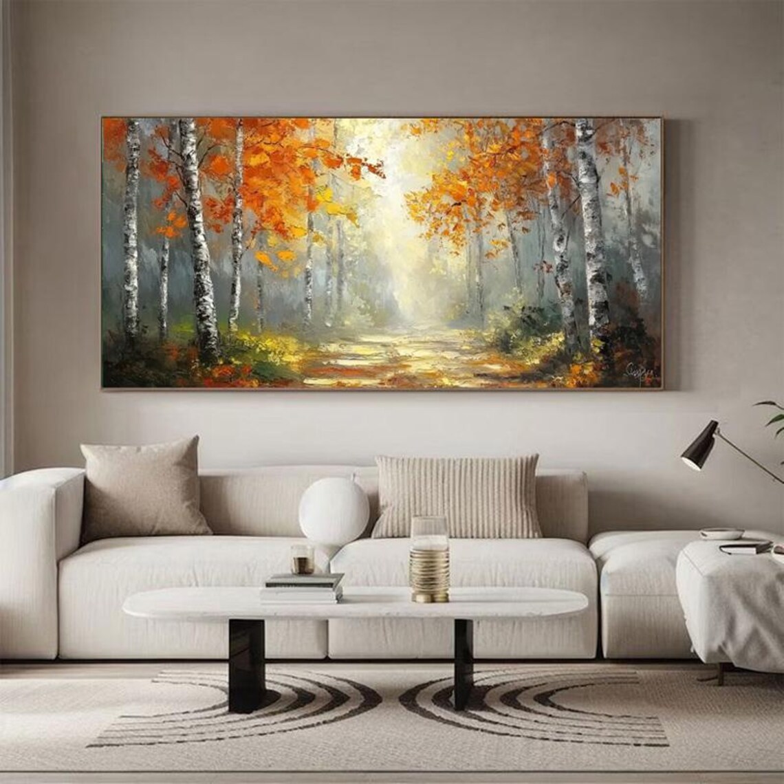Autumn Forest With Birch Trees, Oil Painting Art Print - Image 6