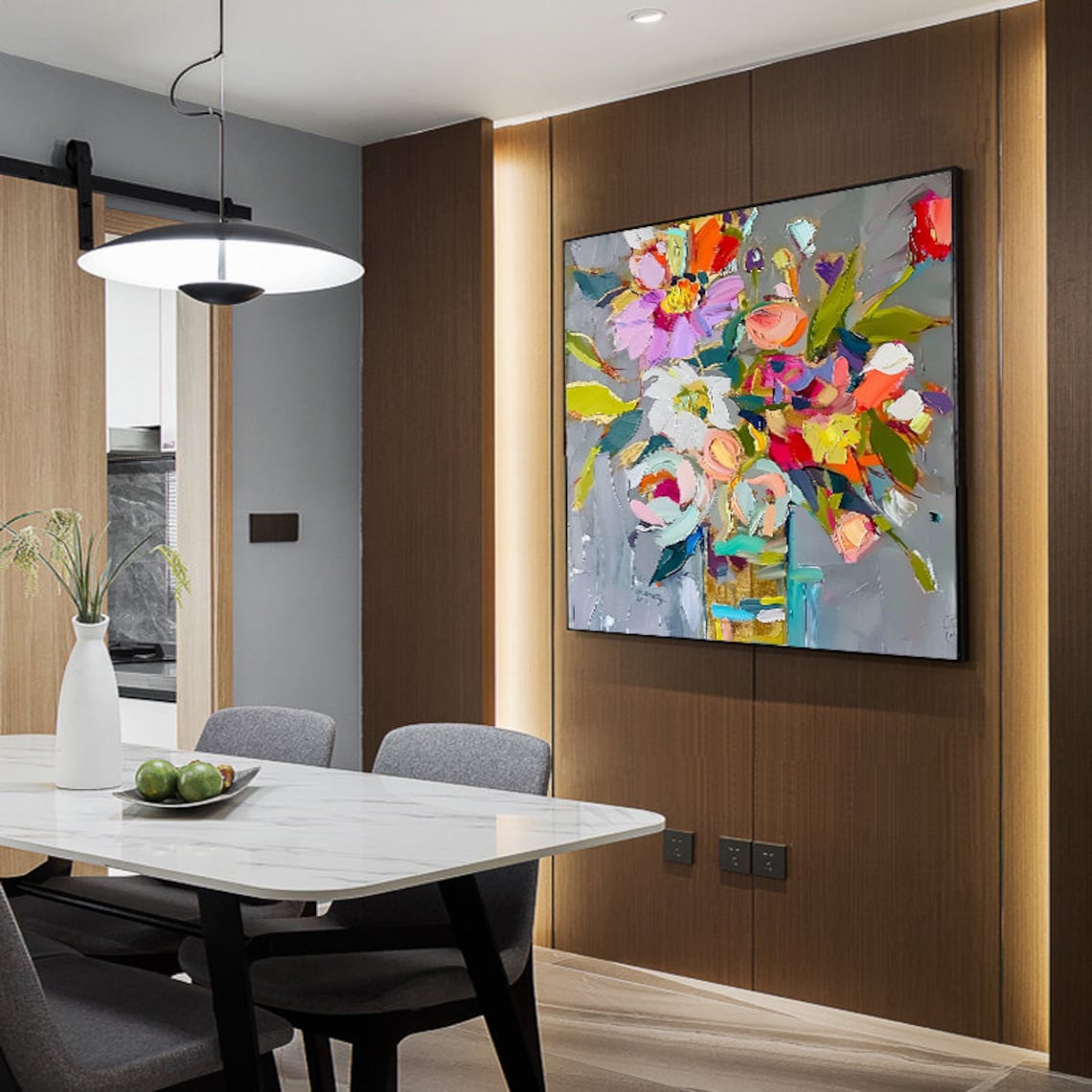 Abstract Flower Oil Painting, Floral Vase Art Print - Image 3