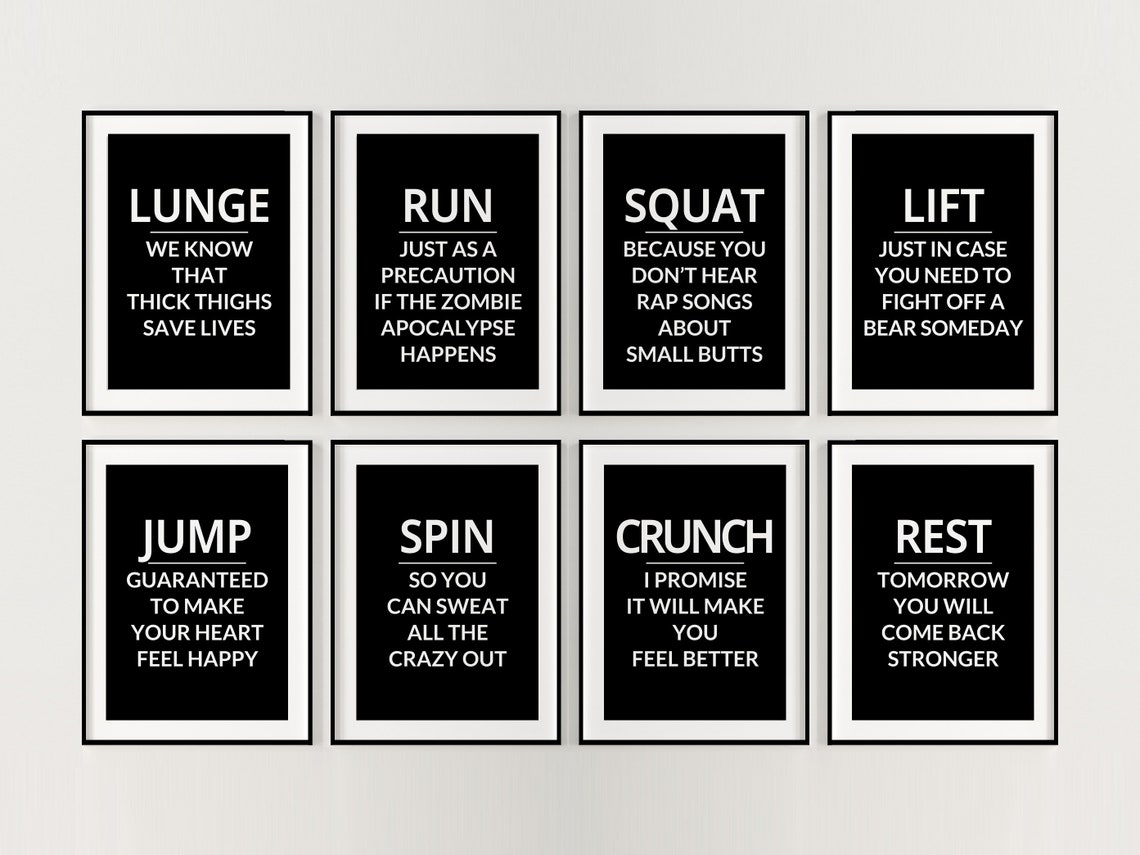 Funny Gym Motivation 8 Piece Workout Quote Bundle Wall Poster - Image 3