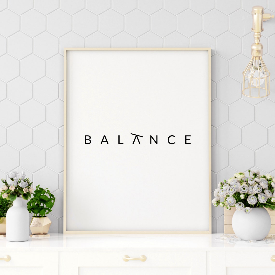 Balance Minimalist Black Typography Modern Meditation Wall Poster