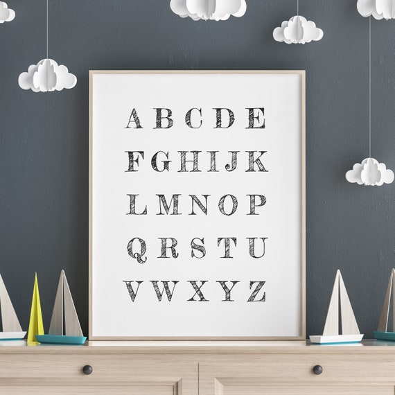 Nursery Alphabet Poster Quote Kids Room Sign Nursery Signs Kids Room Wall Art Nursery Art Abc Print School 8