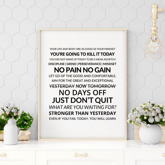 Gym Quote Work Out Quote Inspirational Quotes Motivational Quotes Gym Wall Art Gym Hustle Grind Gains Sport 19
