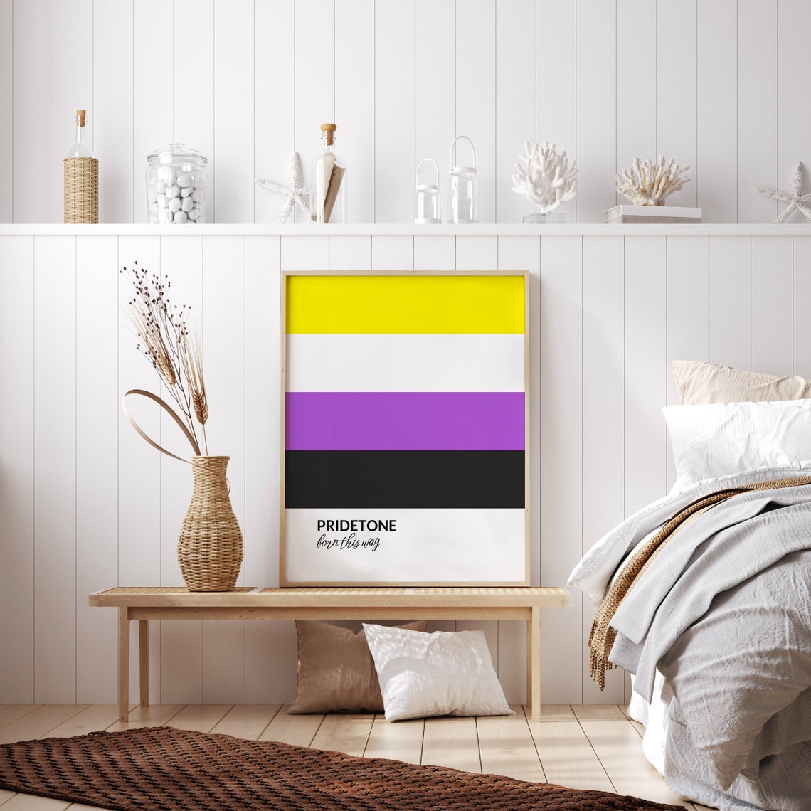 PRIDETONE Born This Way Nonbinary Pride Flag Color Block Poster - Image 2
