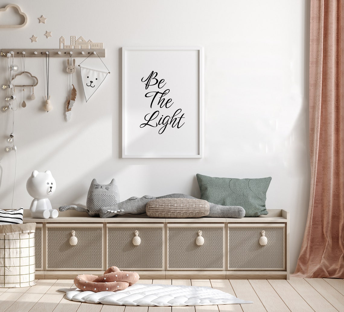 Be The Light Elegant Script Typography Inspirational Decor Poster - Image 2