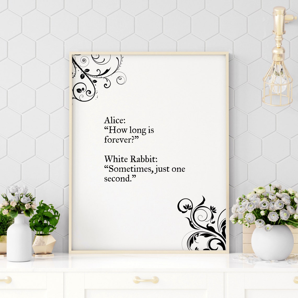 Alice White Rabbit How Long Is Forever Quote Literary Poster