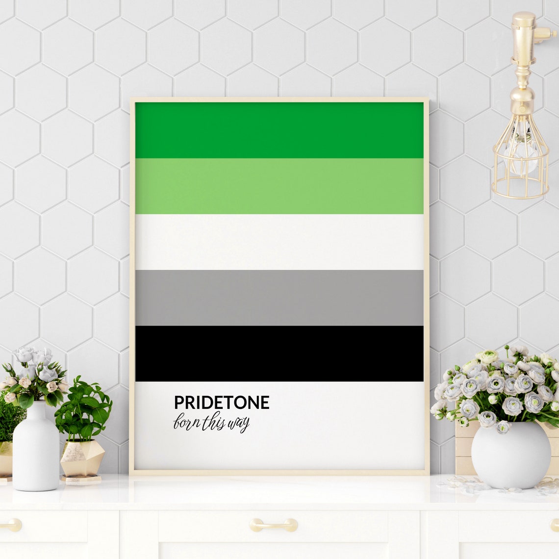 PRIDETONE Born This Way Aromantic Pride Flag Color Block Poster
