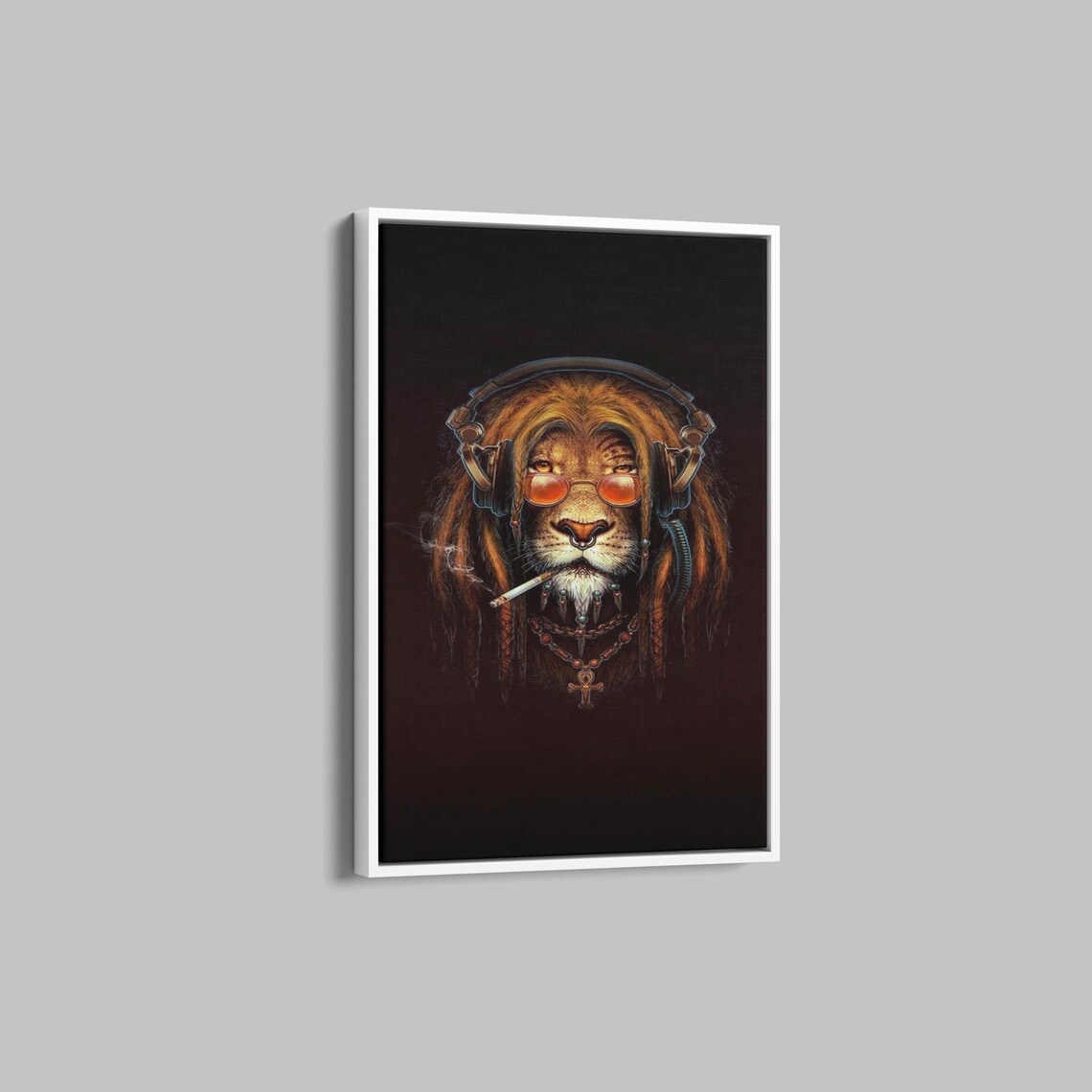 Cool Rasta Lion With Headphones and Sunglasses Funny Animal Poster - Image 3