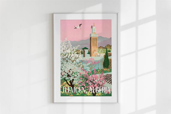 Vintage Tlemcen Algeria Wall Art Retro Gift For Her Home Decor Prints Large