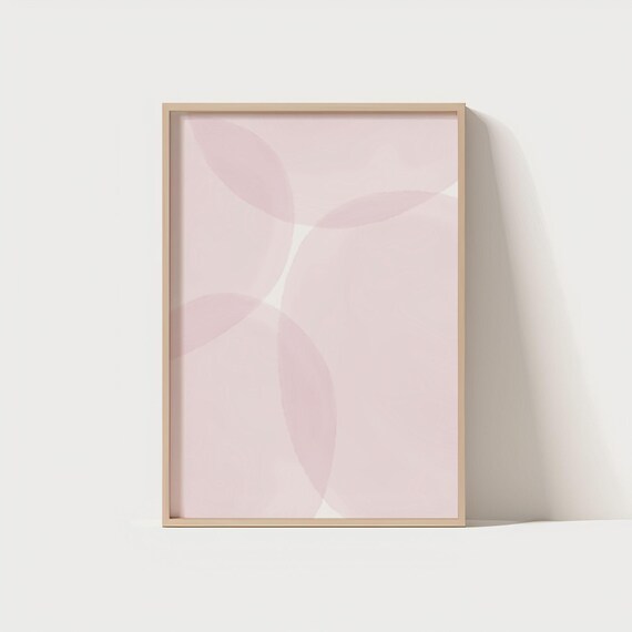 Pastel Pink Abstract Wall Art Minimal Shape Poster Soft Modern Geometric Print Boho Scandinavian Room Decor