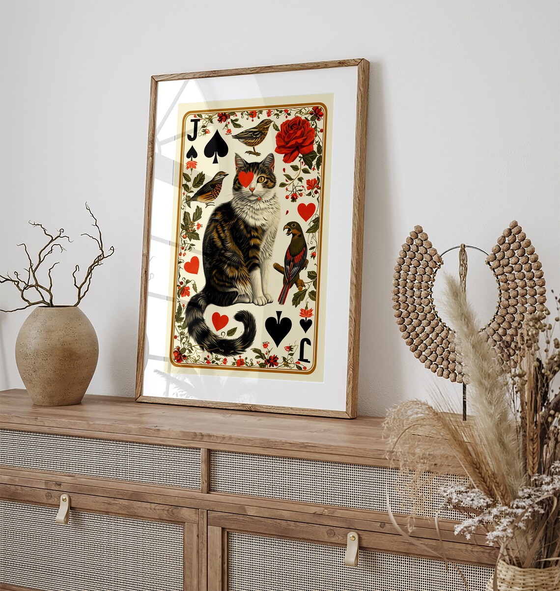 Quirky Tabby Cat as the Jack of Spades Vintage Playing Card Poster - Image 3