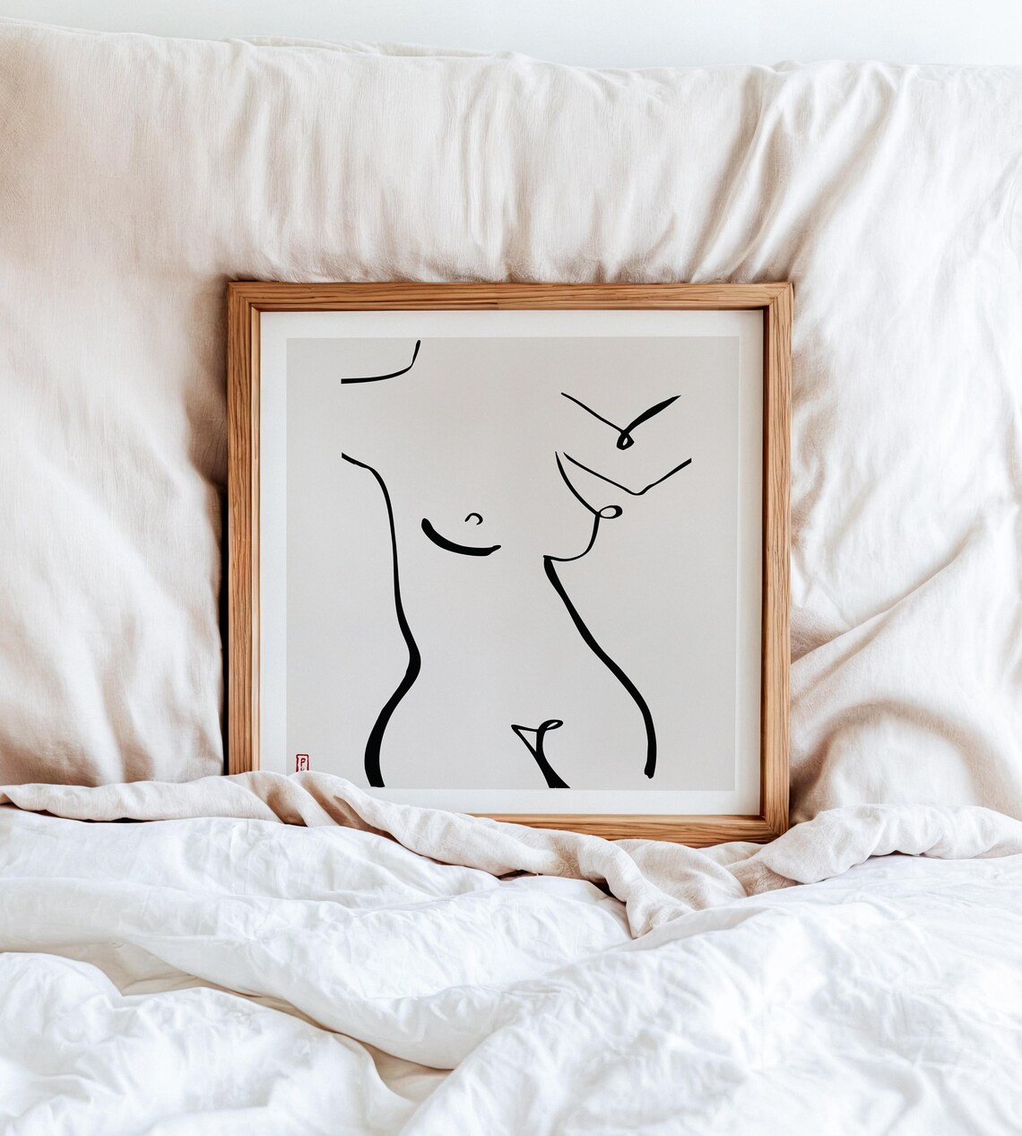 Abstract Single Line Female Torso Figure Study Minimalist Art Poster - Image 3