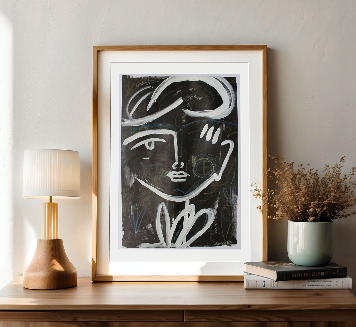 Sooki Abstract Portrait Figure Drawing Art Print