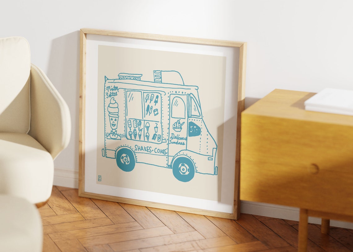 Mister Softee Gicle Fine Art Print Sketch Illustration Line Art Drawing Fine Art Print Wall Decor Ice Cream Art Kids Room Decor - Image 3
