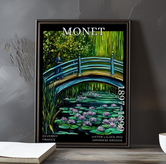 Water Lilies Japanese Bridge 18971899 Claude Monet Print Poster Impressionism Post Impressionist Pond Scene French Floral View Art