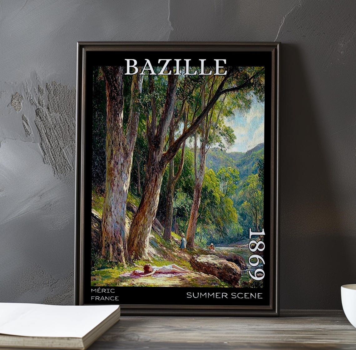Frédéric Bazille Summer Scene 1869 Méric France Riverside Trees Poster
