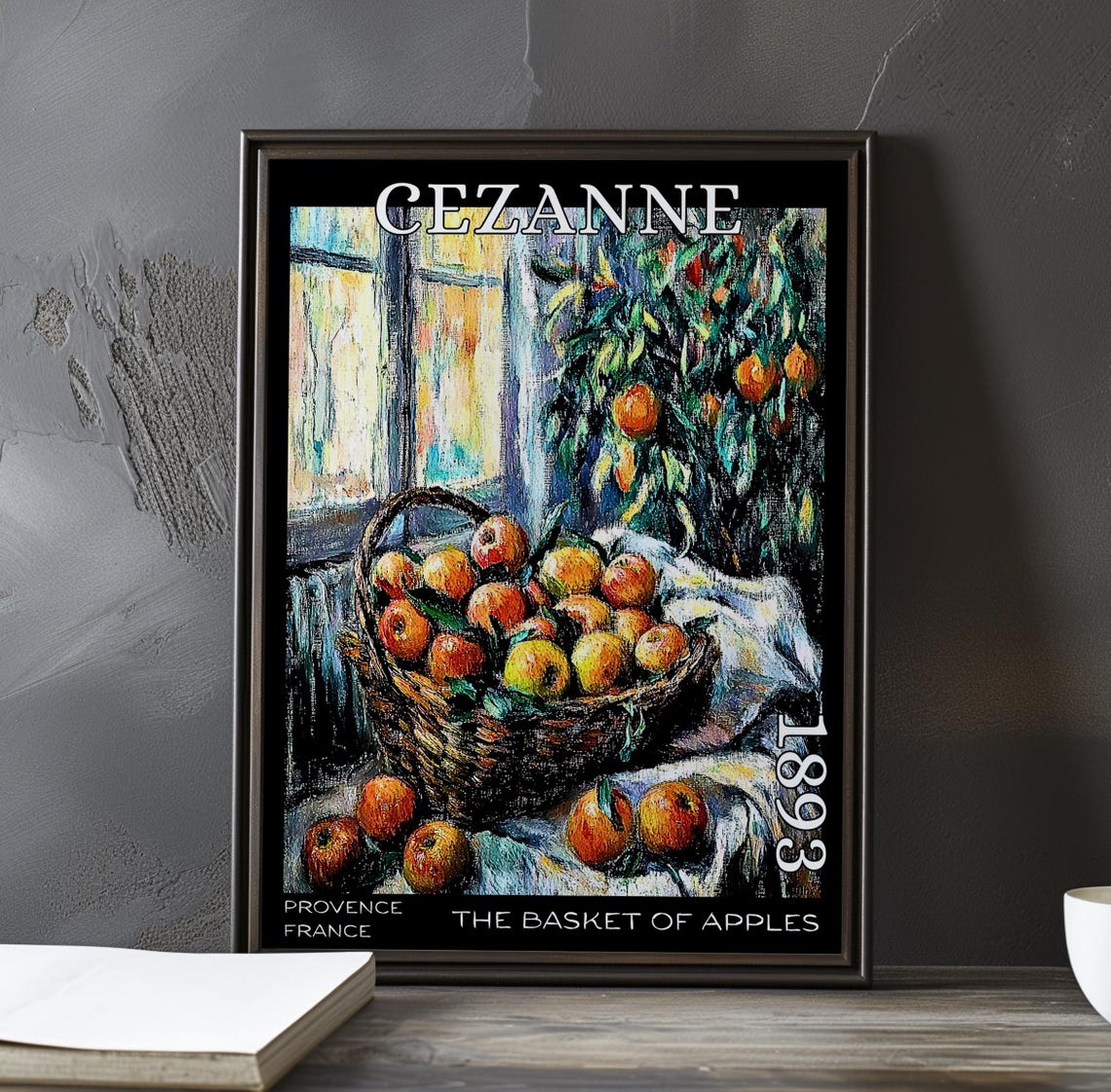Cezanne The Basket Of Apples Window Scene 1893 Apple Tree Poster
