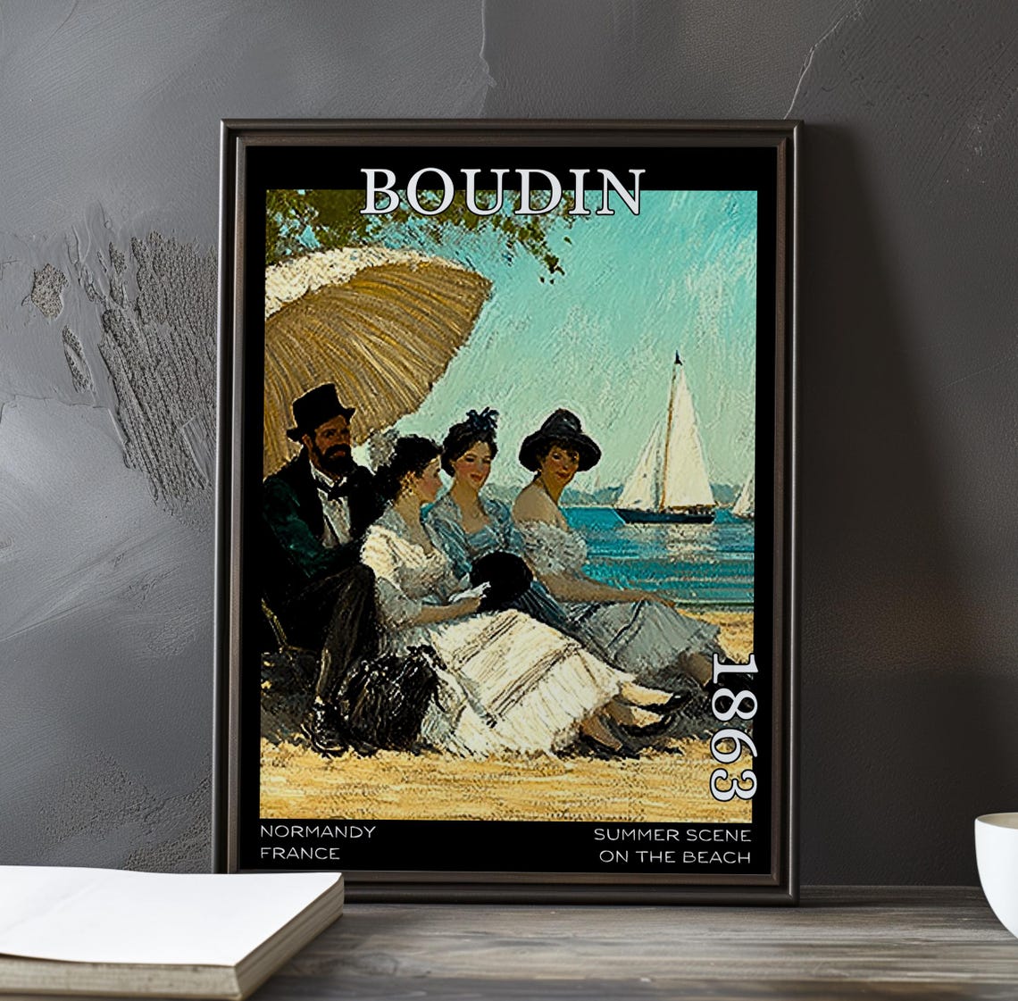 Eugène Boudin Beach Picnic Group Under Parasol 1863 Normandy Poster