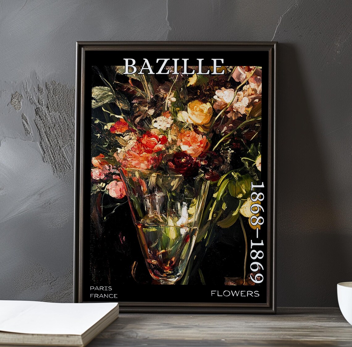 Bazille Flowers 1868-1869 Roses in the Glass Vase Art Poster