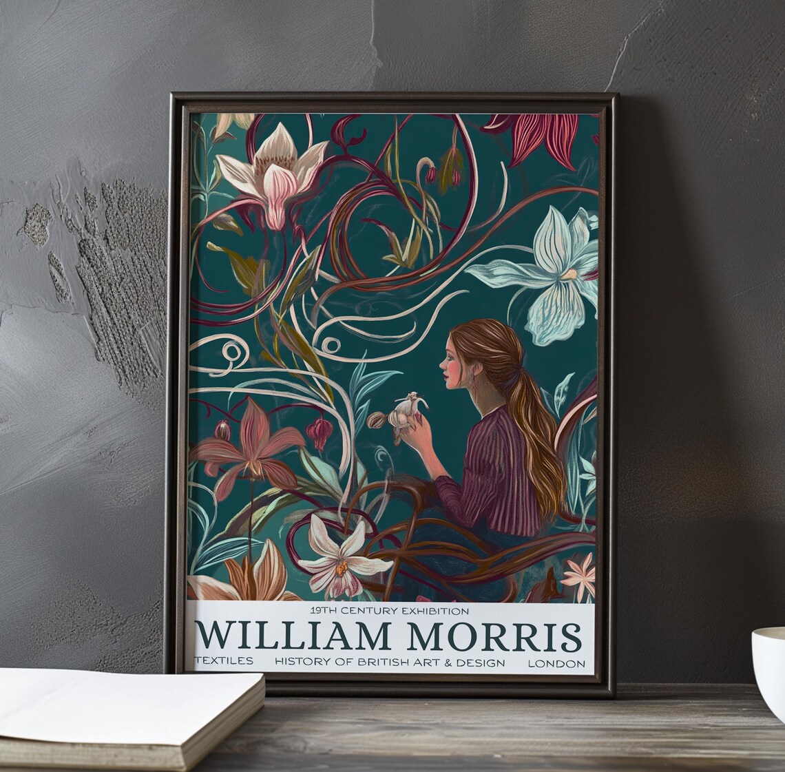 William Morris Lily Woman Art Nouveau Exhibition Style Poster