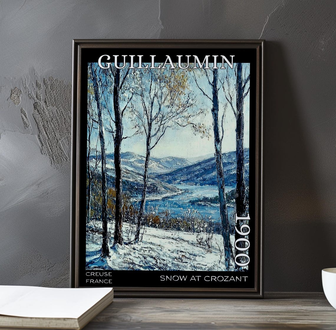 Guillaumin Snow At Crozant Tall Bare Trees River View Poster