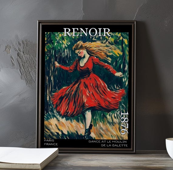 Dance At Le Moulin De La Galette 1876 Pierreauguste Renoir Print Poster French Impressionism Paris Social Life Montmartre Decor Art