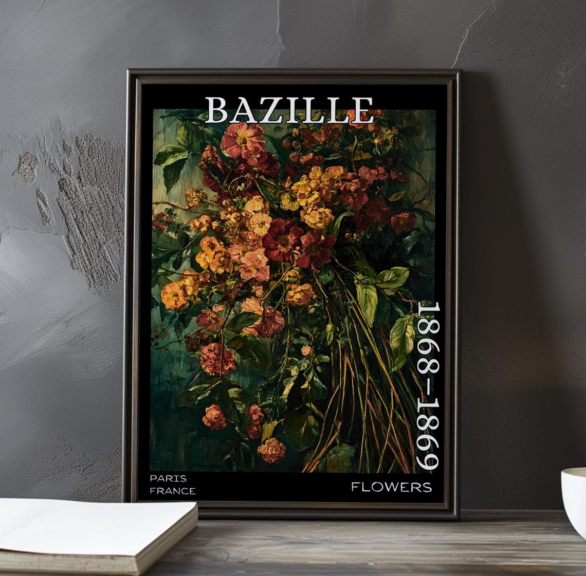 Bazille Flowers 1868-1869 Warm Coral Bouquet Still Life Poster