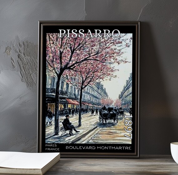 Pissarro Boulevard Montmartre 1897 Seated Man Bench Blossom Poster