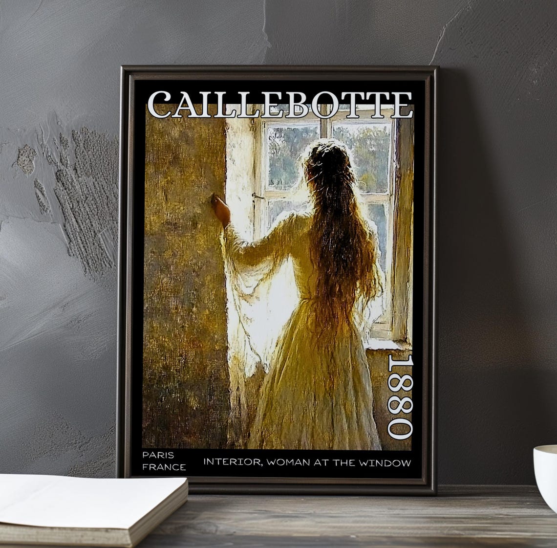 Caillebotte Woman Standing at Sunlit Window Back View Poster