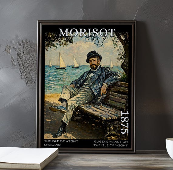 Eugne Manet On The Isle Of Wight 1875 Berthe Morisot Print Poster Impressionism Post Impressionist Seaside 19th Century Figure Art