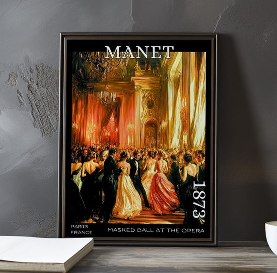 Masked Ball At The Opera 1873 Douard Manet Print Poster French Impressionist 19th Century Figures Ballroom Scene Parisian Nightlife