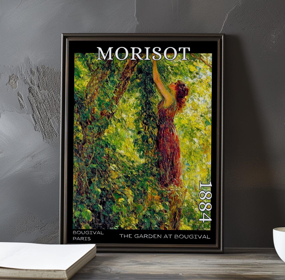 Morisot The Garden at Bougival 1884 Woman Reaching Into Foliage Poster