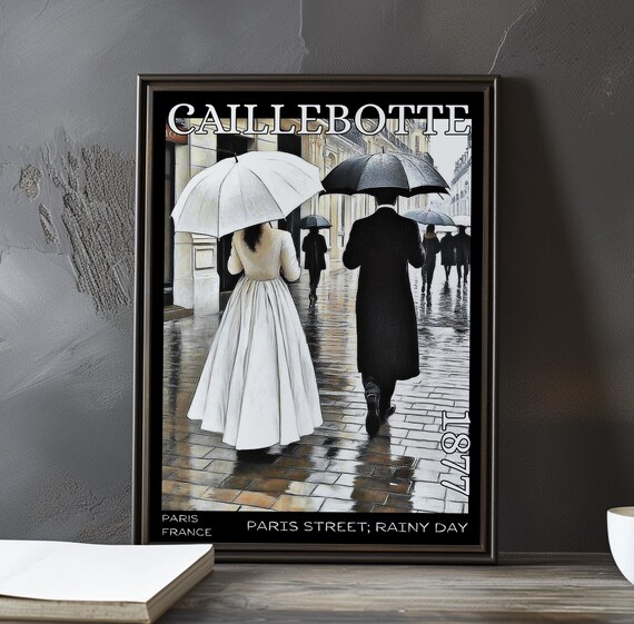 Caillebotte Paris Street Rainy Day 1877 Couple From Behind Umbrellas Poster