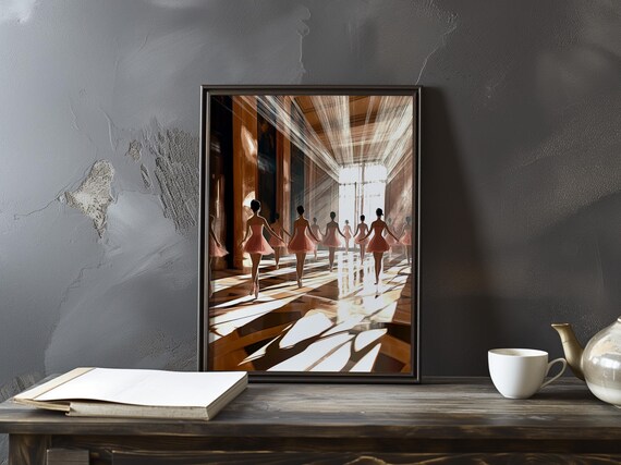Ballerinas in Pink Tutus Walking Into the Light Impressionist Art Poster