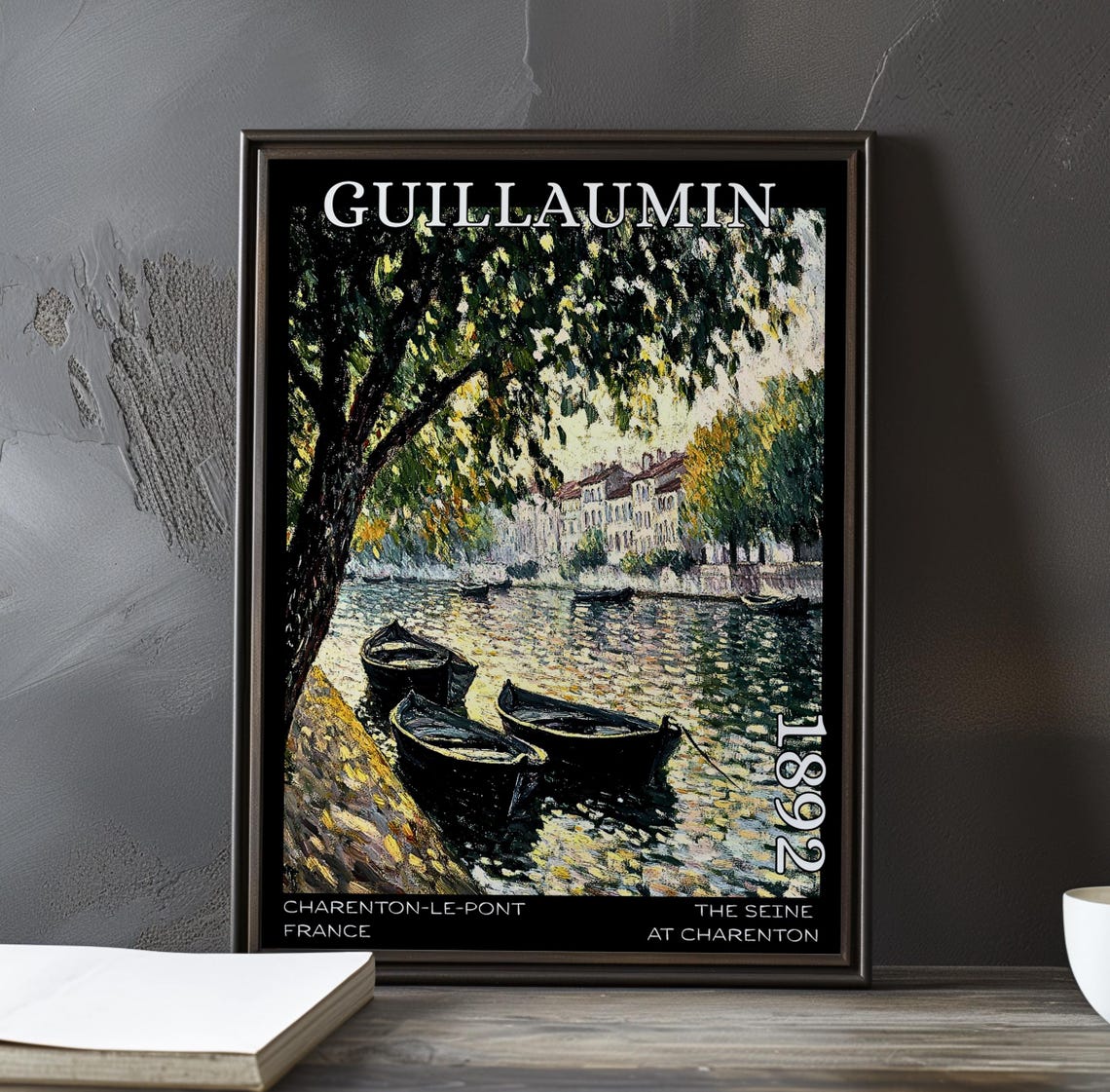 Guillaumin The Seine at Charenton Leaning Tree Boats 1892 Poster