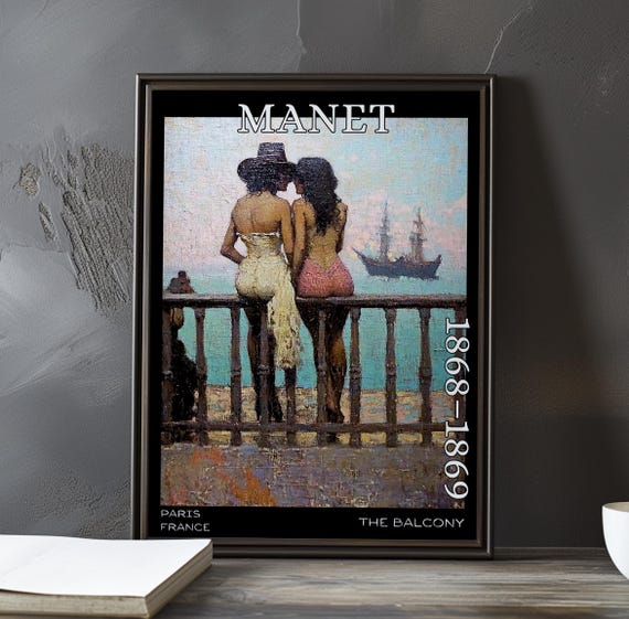 The Balcony 18681869 Douard Manet Print Poster French Impressionism Modern Figures Green Shutter Artwork Parisian Realism Art Decor