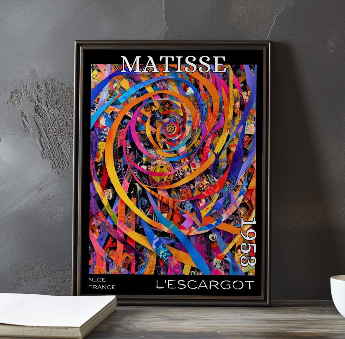 Matisse Lescargot 1953 Rainbow Ribbon Spiral Torn Paper Collage Poster