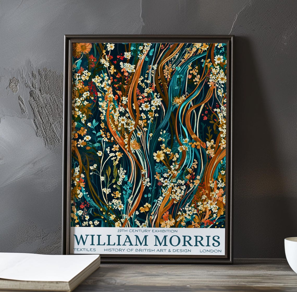 William Morris Copper Tide Wildflower Daisies Exhibition Poster