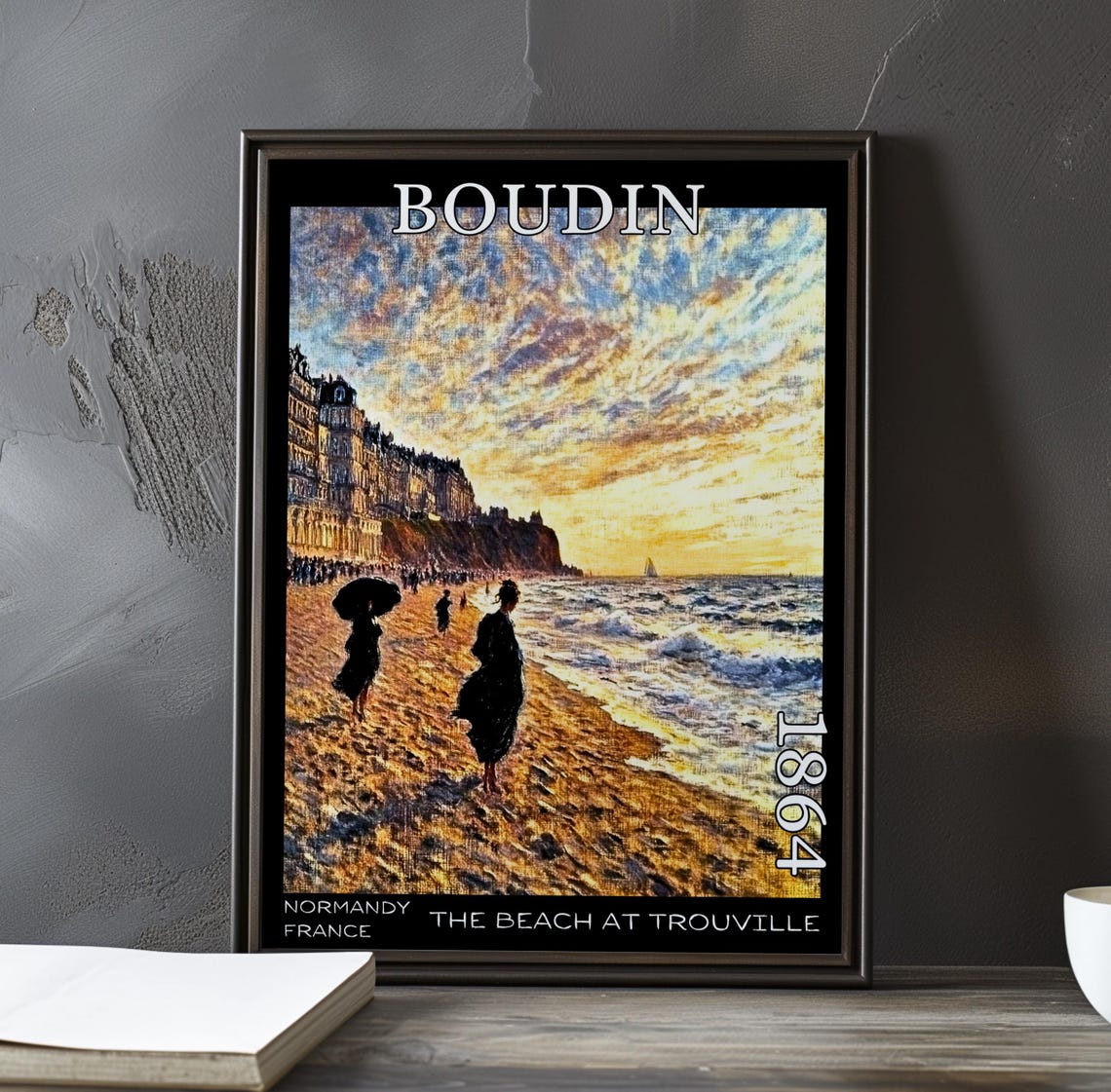 Eugene Boudin Trouville Sunset Figures Grand Buildings 1864 Poster