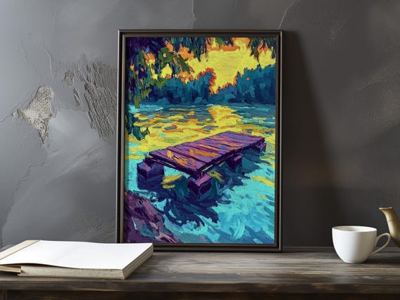 Bridge Reflections On A River Armand Guillaumin Inspired Poster Art Print Large Wall Decor Impressionism Prints Posters