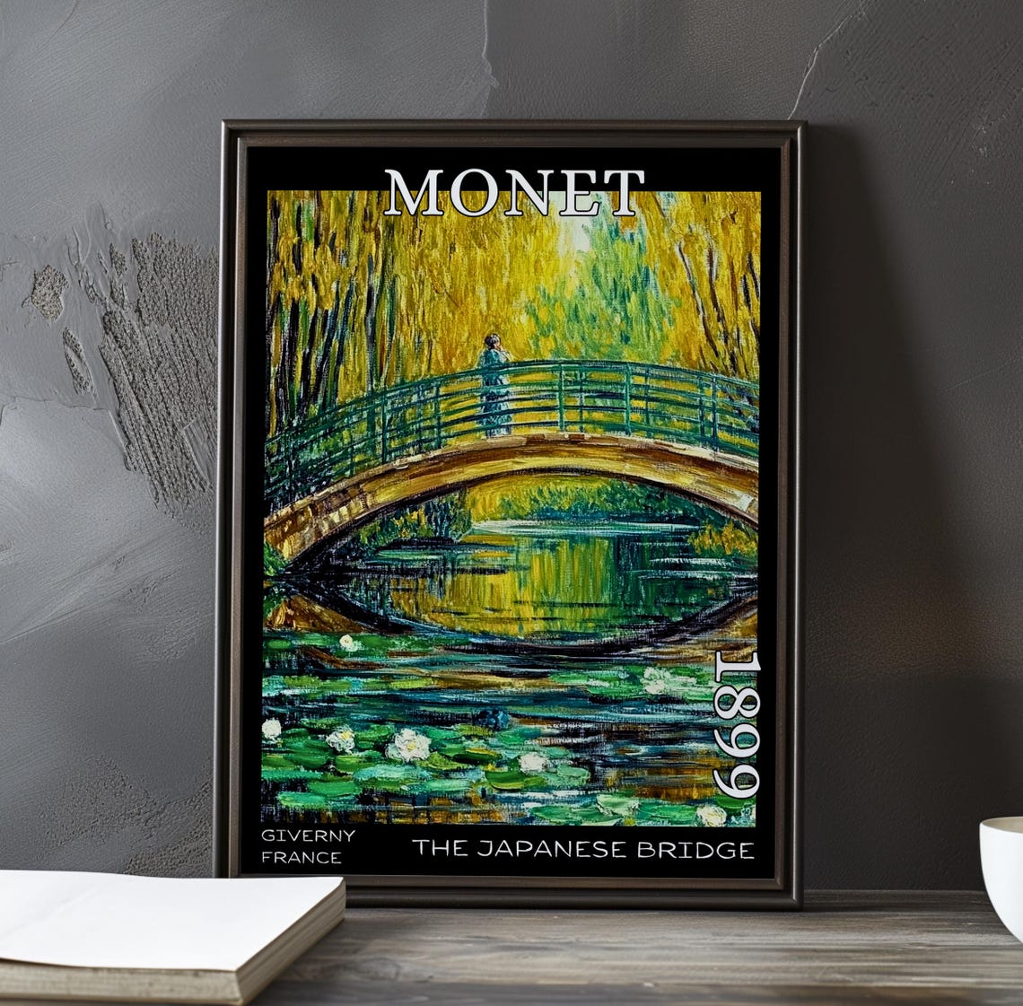 Japanese Bridge Figure White Water Lilies Claude Monet 1899 Poster