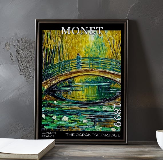 The Japanese Bridge 1899 Claude Monet Print Poster Impressionism Post Impressionist Garden Arch 20th Century Floral Scene Lily Decor