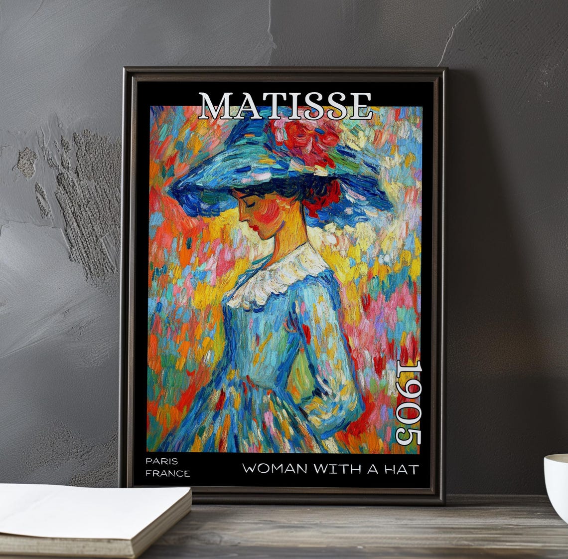 Woman With A Hat 1905 Matisse Style Blue Hat With A Flower Poster