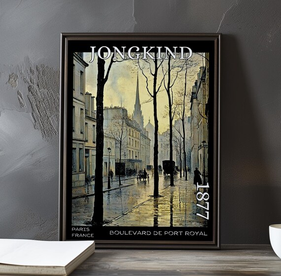 Jongkind 1877 Quiet Rain-Washed Paris Street with Church Spire Poster
