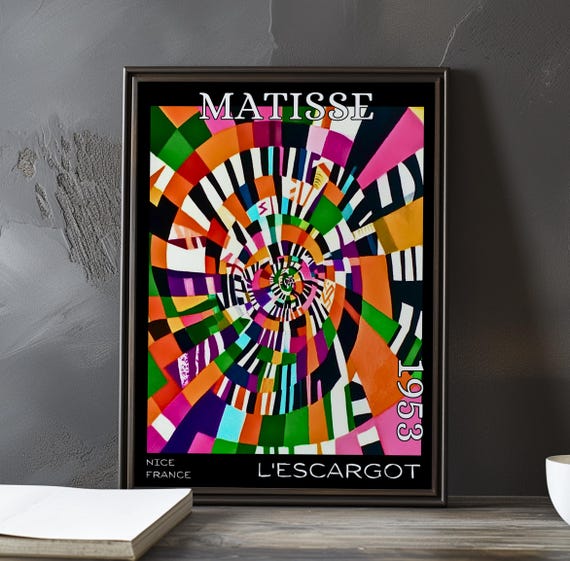 Lescargot 1953 Henri Matisse Print Poster Modern Abstract Spiral Art Collage Cutout French Post Impressionism Decor 20th Century