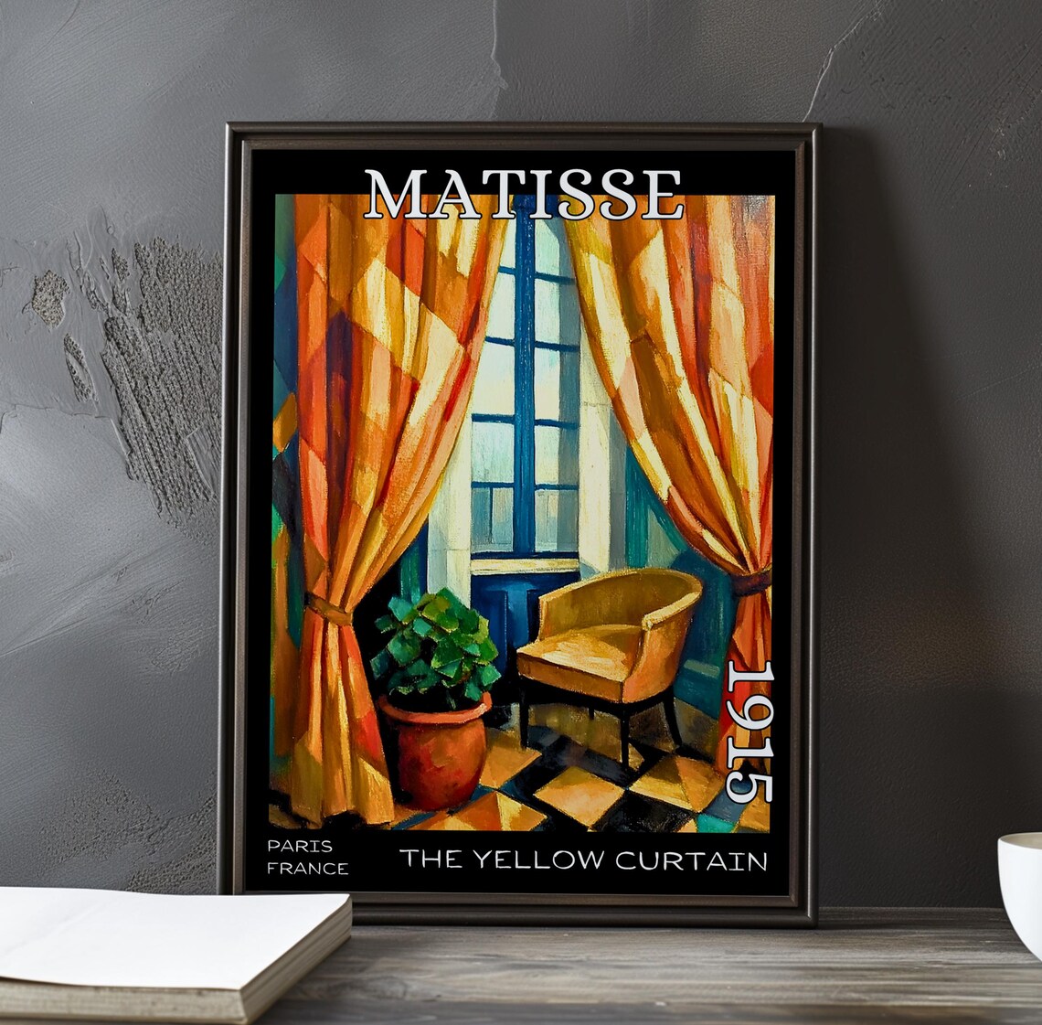 Henri Matisse Yellow Curtain 1915 Geometric Cubist Room Chair Poster