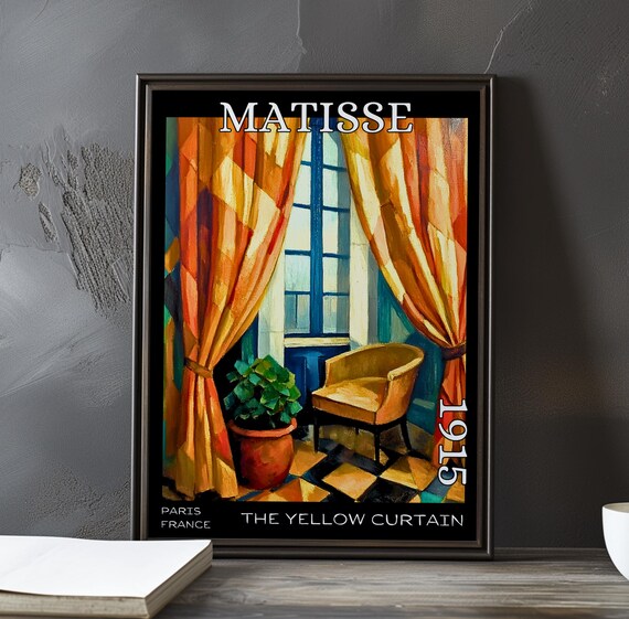 Henri Matisse Yellow Curtain 1915 Geometric Cubist Room Chair Poster