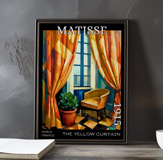 The Yellow Curtain 1915 Henri Matisse Print Poster Fauvism Post Impressionism French Interior Window Art Vibrant Modernist Wall Decor