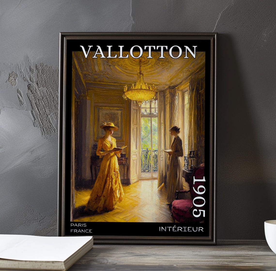 Vallotton Intérieur 1905 Two Women Reading in Golden Salon Poster