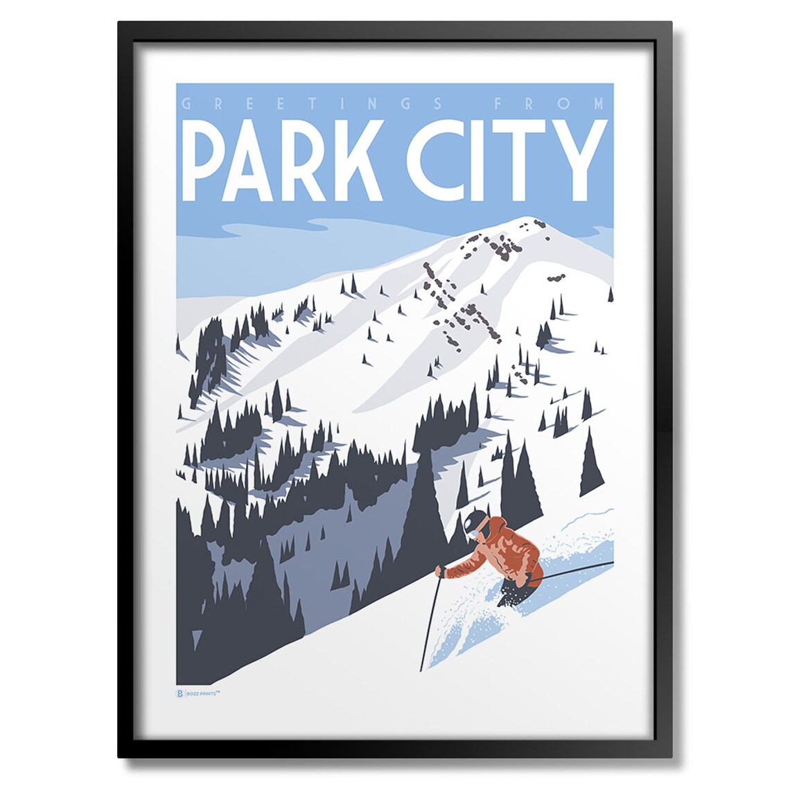 Park City Greetings Travel Poster, City Print